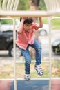 Little boy playing at playground climbing Royalty Free Stock Photo