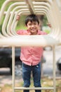 Little boy playing at playground climbing Royalty Free Stock Photo