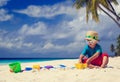 Little boy playing on sand beach Royalty Free Stock Photo
