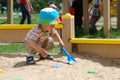 Little boy playing in sandbox Royalty Free Stock Photo