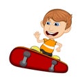 Little boy playing skate board cartoon vector illustration Royalty Free Stock Photo