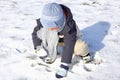 Little boy playing in the snow Royalty Free Stock Photo