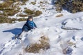 Little boy playing in the snow Royalty Free Stock Photo