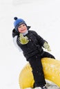 Little boy playing in snow Royalty Free Stock Photo