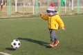 Little boy playing with soccer or football ball. sports for exercise and activity Royalty Free Stock Photo