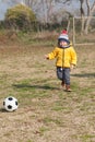 Little boy playing with soccer or football ball. sports for exercise and activity Royalty Free Stock Photo