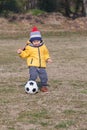 Boy playing with soccer or football ball. sports for exercise and activity Royalty Free Stock Photo