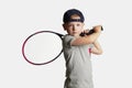 Little Boy Playing Tennis. Sport kids.Child with Tennis Racket