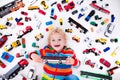 Little boy playing with toy cars Royalty Free Stock Photo