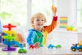 Boy playing toy cars. Kid with toys. Child and car Royalty Free Stock Photo