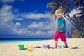Little boy playing on tropical beach Royalty Free Stock Photo