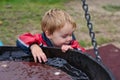 Little boy playing in water