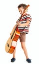 Little boy plays guitar riff Royalty Free Stock Photo