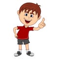 Little boy pointing his finger cartoon