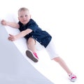 Little boy portrait in studio on white cyclorama. The concept of Royalty Free Stock Photo