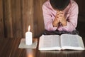 Little  boy praying, kid, child pray concept, World Day of Prayer,  Religion concept Royalty Free Stock Photo