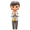 Little boy praying over white background with clipping path Royalty Free Stock Photo