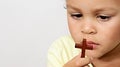 Little boy praying to God with hands held together stock photo Royalty Free Stock Photo