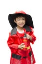 Little boy pretend as a fire fighter Royalty Free Stock Photo