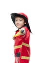 Little boy pretend as a fire fighter Royalty Free Stock Photo