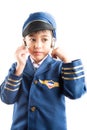 Little boy pretend as a pilot Royalty Free Stock Photo