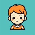 Cute Orange-haired Boy Icon In Modern Line Style