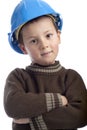 Little boy with protection helmet, arms crossed, Royalty Free Stock Photo