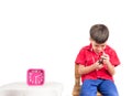 Little boy is punishing on time out at home Royalty Free Stock Photo