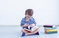 Little boy is reading books Royalty Free Stock Photo