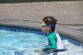 Little boy ready to swim in pool Royalty Free Stock Photo