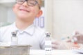 Little boy receiving vaccination at the clinic, close up Royalty Free Stock Photo