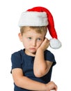 The little boy in red cap of Santa Claus Royalty Free Stock Photo