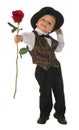 Little boy with red rose