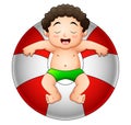 Little boy relaxing in inflatable ring Royalty Free Stock Photo