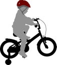 Little boy riding bicycle high quality silhouette