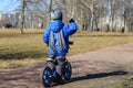 Little boy riding runbike, early sport Royalty Free Stock Photo