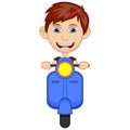 Little boy riding a scooter cartoon vector illustration