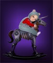 Little boy on the robot horse