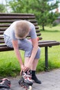 Little boy on roller skates Royalty Free Stock Photo
