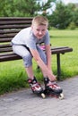 Little boy on roller skates Royalty Free Stock Photo