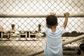 little boy sad standing alone Royalty Free Stock Photo