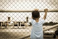 Little boy sad standing alone Royalty Free Stock Photo