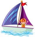 A little boy on sailboat isolated