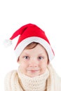 Little boy in a Santa Claus red cap Royalty Free Stock Photo