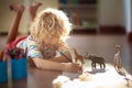 Little boy shadow drawing animals Royalty Free Stock Photo