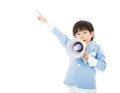 Little boy shouting in megaphone