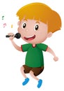 Little boy singing with microphone