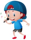 Little boy singing on microphone Royalty Free Stock Photo