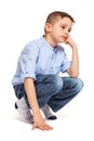 Little Boy Sitted on Floor Royalty Free Stock Photo