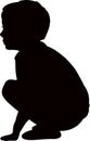 A little boy sitting, silhouette vector